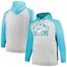 Men's Profile Heather Gray/Aqua Miami Dolphins Big & Tall Favorite Arch Throwback Raglan Pullover Hoodie