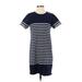 J.Crew Casual Dress - Shift High Neck Short sleeves: Blue Color Block Dresses - Women's Size 2X-Small