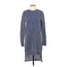 Lou & Grey Casual Dress - Midi High Neck 3/4 sleeves: Blue Print Dresses - Women's Size X-Small