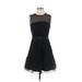 Diane von Furstenberg Cocktail Dress - A-Line High Neck Sleeveless: Black Solid Dresses - Women's Size 4
