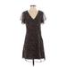 Urban Outfitters Casual Dress - Mini V-Neck Short sleeves: Black Dresses - Women's Size X-Small