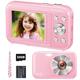 Digital Camera, FHD 1080P 44MP Kids Digital Camera with 32GB SD Card, Rechargeable Compact Camera with 16X Digital Zoom, 2.4" LCD Screen & 1 Battery for Girls Boys Childrens Beginner (Pink)