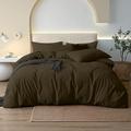 KINNS 100% Cotton Duvet Set Double with 2 Pillow Cases - Supersoft Cotton Duvet Cover Double - Dark Green Bedding – Combed Jersey Cotton Duvet Cover Sets - 100 Percent Cotton Duvet Cover