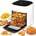 6 in 1 12L Air Fryer,Digital Kitchen Oven 1400w,Multifunction Oven Multifunction Toaster Oven and Grill,Oil Free Low Fat Healthy Frying Cooker (White)