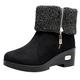 Non Slip Waterproof Winter Boots for Women | Wedge Heel Ankle Boots Warm Faux fur Lined Platform Boots Ladies Stylish Anti Slip Walking Boots Side Zipper Outdoor Water-Resistant Boot (1-Black, 6)