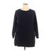 Z Avenue Usa Casual Dress - Shift Crew Neck 3/4 sleeves: Blue Solid Dresses - Women's Size 1X