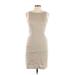 Casual Corner Casual Dress - Sheath Crew Neck Sleeveless: Tan Solid Dresses - Women's Size 6 Petite