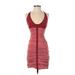 Nicole Miller Casual Dress - Mini Plunge Sleeveless: Red Color Block Dresses - Women's Size 2