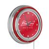 Trademark Global Metal Wall Clock Glass/Metal in Red | 14.5 H x 14.5 W x 3 D in | Wayfair AB1400-BUD-BT