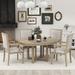 5 Piece Dining Table Sets, Butterfly Leaf Wood Tabletop and 4 Upholstered Chairs with Armrests, Natural Wood Wash