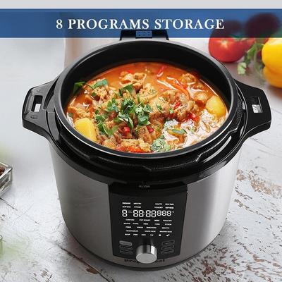 8Qt Pressure Cooker & Air Fryer Combo with 2 Different Lid, Cooking Modes, LCD Display, 27 Presets Programs & 8 Program Storage