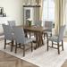 7 Piece Dining Table Set, Extendable Table with 12" Leaf and 6 Upholstered Chairs, Wood Rectangular Dining Set, Gray