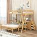 Twin Over Full Bunk Bed with 3 Drawers, L Shaped Wood Bunkbeds Frame w/Built-in Desk for Kids, Convertible to 2 Separated Beds