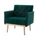 Velvet Accent Chair, Padded Seat Leisure Single Sofa Modern Living Room Arm Chairs with Rose Golden Feet