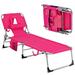 Folding Beach Lounge Chair with Pillow for Outdoor