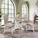 Functional Furniture Retro Style Dining Table Set with Extendable Table and 4 Upholstered Chairs, Oak Natural Wood + OFF White