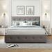 Queen Size Upholstered Linen Fabric Platform Bed with 2 Drawers and 1 Twin XL Trundle
