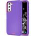 Galaxy S21 Plus Case for Samsung Galaxy S21 Plus 5G Case Military Drop Shockproof Armor Heavy Duty Rugged 3 in 1 Protection Cover for Galaxy S21 Plus S21+ Phone Case (Purple+Rose Red)