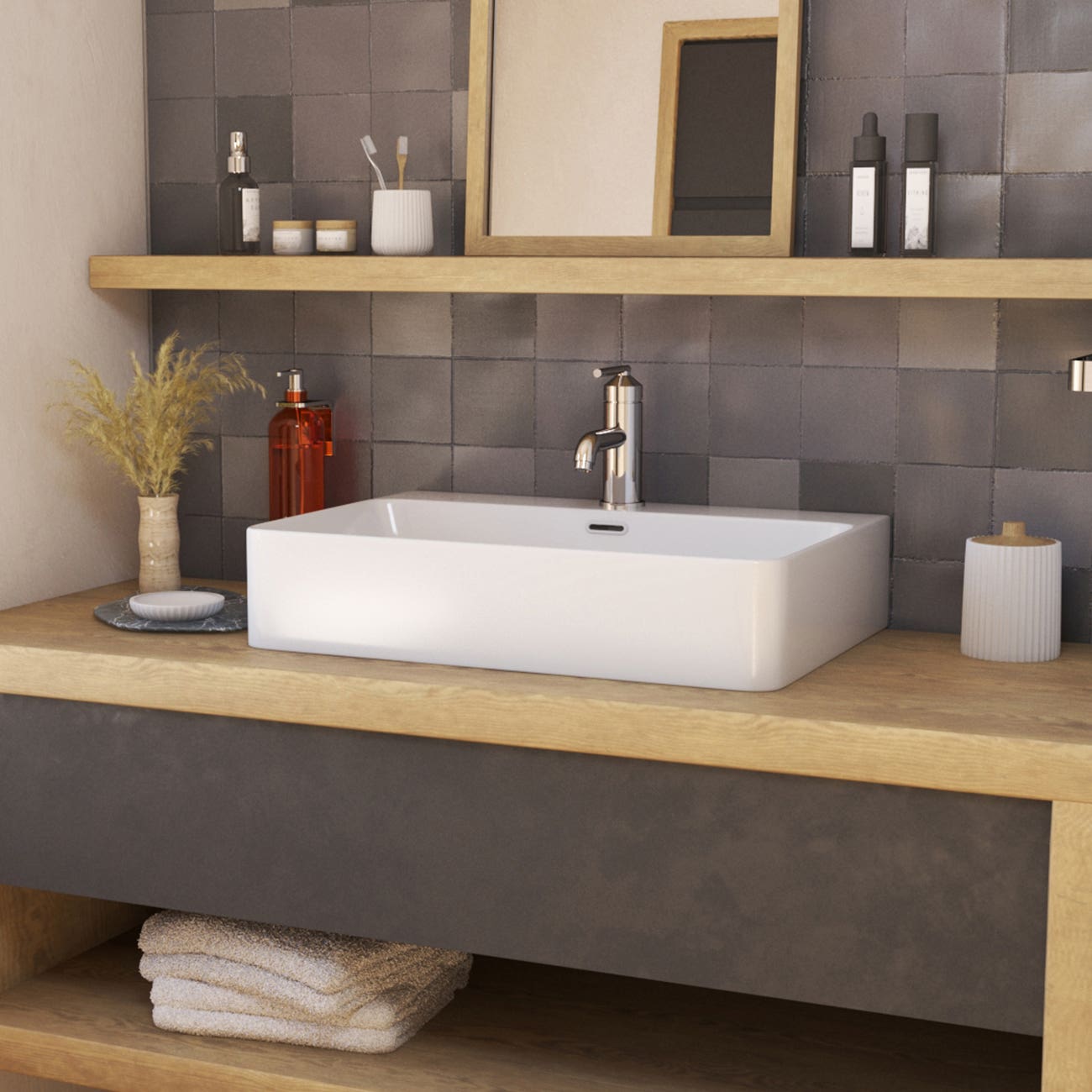Randolph Morris Unique 24 Inch Rectangle White Vessel Bathroom Sink RMM1288-WH