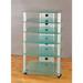 VTI Manufacturing Silver Poles 6 Frosted Glass Shelves AV Stand - Silver