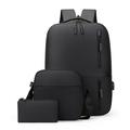 walmeck Men s Business Bag Set USB High Capacity Laptop Backpack with Double Shoulder Bag