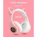 Bluetooth Headphones Wireless Over Ear Cat Ear Headphones with LED Light Foldable Volume Control