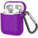 Silicone Skin Case for Airpods Bluetooth Charging Case Protective Earphone Cover Case Shockproof Sleeve with Hook (Dark-Purple)