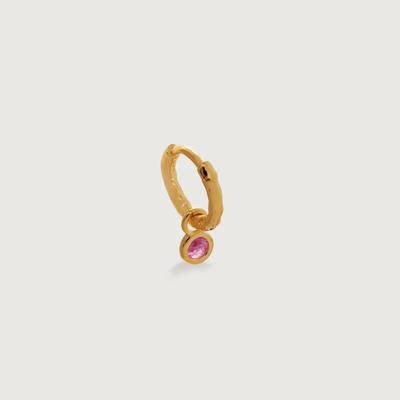 Gold Mini Gem Single Huggie Earring Pink Quartz