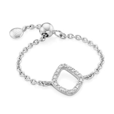 Sterling Silver Riva Mini Kite Adjustable Friendship Diamond Ring Diamond