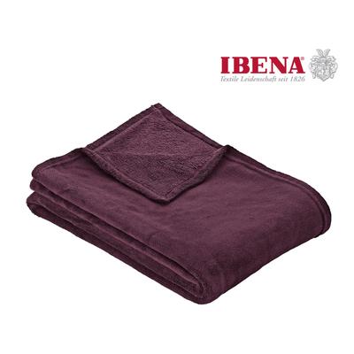 Wohndecke IBENA "Uni Fleecedecke Olbia", lila (dunkelviolett), B:150cm L:200cm, Wohndecken, einfarbig schick, Kuscheldecke Image
