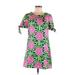 Lilly Pulitzer Casual Dress - Shift Scoop Neck Short sleeves: Green Floral Dresses - Women's Size 2