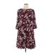 Eliza J Casual Dress - Mini Crew Neck 3/4 sleeves: Burgundy Dresses - Women's Size 14