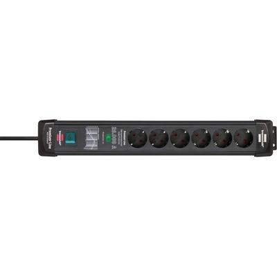 Steckdosenleiste BRENNENSTUHL "Premium-Line", schwarz, B:9cm H:51,5cm T:6,7cm, Steckdosenleisten, mit Überspannungsschutz bis zu 26.000A und Schalter