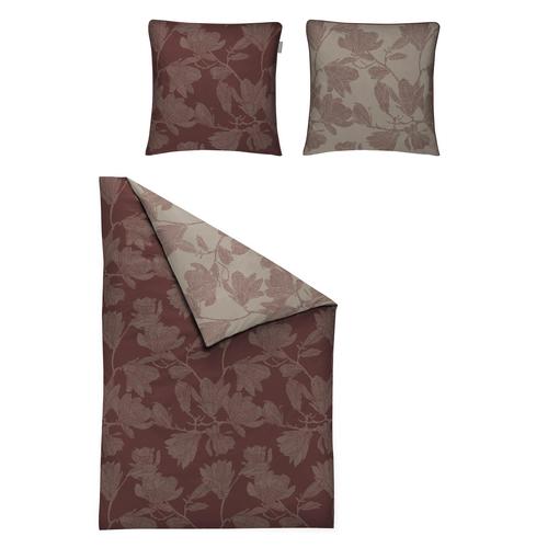 Wendebettwäsche IRISETTE ""Glamour 8502"" Bettwäsche Gr. B/L: 155cm x 220cm, , Mako-Satin, B/L: 80cm x 80cm, rot edel und hochwertig