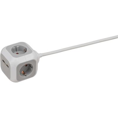 Mehrfachsteckdose BRENNENSTUHL "ALEA-Power USB-Charger", grau (lichtgrau), B:10,5cm H:11,5cm T:12,5cm, Kunststoff, Steckdosenleisten, Steckdosenwürfel Image