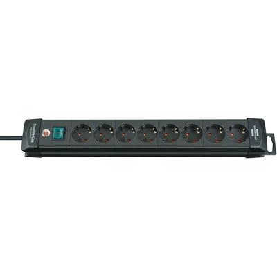 Steckdosenleiste BRENNENSTUHL "Premium-Line", schwarz, B:9cm H:50cm T:6,7cm, Steckdosenleisten, mit Schalter und 45 Winkel der Schutzkontakt-Steckdosen