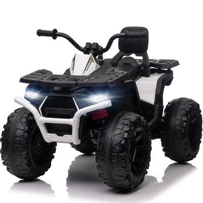 Hikiddo kids 24V Ride on Toys, ATV 4-Wheeler for Big w/ 2 Seater, 400W Motor, Bluetooth Plastic in Black | 30.7 H x 26 W x 43.7 D in | Wayfair