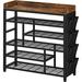 17 Stories 20 Pair Shoe Rack Metal/Manufactured Wood in Black/Brown | 41.4 H x 39.4 W x 11.9 D in | Wayfair 6FE81035F84640509A30EC9FFC944744