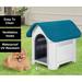Grey Dog & Cat House Kennel Dog Shelter All Weather Plastic Doghouse Indoor Outdoor