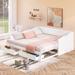 Twin Size Wooden Daybed with Trundle Bed and Two Storage Drawers , Extendable Bed Daybed,Sofa Bed with Two Drawers