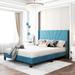 Queen Size Platform Bed for Bedroom,Velvet Upholstered Bed Frame for Living Room Slat Kit Included, No Box Spring Needed