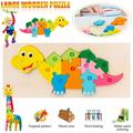AAOMASSR Large Wooden Puzzles for Toddlers Animal Jigsaw Puzzles for Kids 1 2 3+ Years Old Educational Montessori Toys for Boys and Girls with Bright Vibrant Colors