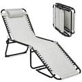 Adjustable Chaise Lounge Folding Lightweight Patio Recliner With Removable Pillow Poolside Beach Sunbathing Chair For Outdoor/Indoor (Grey)