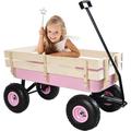 All Terrain Wagons for Kids Wagon with Removable Wooden Side Panels Garden Wagon with Steel Wagon Bed Folding Wagons for Kids/ Pets with Pneumatic Tires