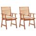 Dcenta Patio Dining Chairs 2 pcs with Cushions Solid Acacia Wood