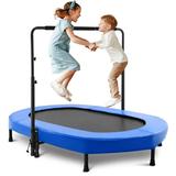 ANCHEER Foldable Trampoline Mini Rebounder Trampoline with Adjustable Handle Exercise Trampoline Parent-Child Kids Twins Trampoline Max Load 220lbs