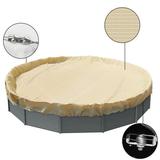 Sunshades Depot 14 Ft Beige Round Pool Cover Heavy-Duty Above Ground Pool Winter Covers Wire Rope Hemmed All Edges for Above Ground Swimming Pools Trampoline Cover (14 Beige)