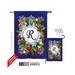 Breeze Decor 30096 Winter R Monogram 2-Sided Vertical Impression House Flag 28 x 40 in.