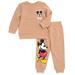 Disney Mickey Mouse Newborn Baby Boys Fleece Sweatshirt and Pants Set Mickey Mouse Brown 3-6 Months