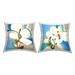 Stupell Industries Contemporary White Blooms Square Decorative Printed Throw Pillow 18 x 18 Set of 2